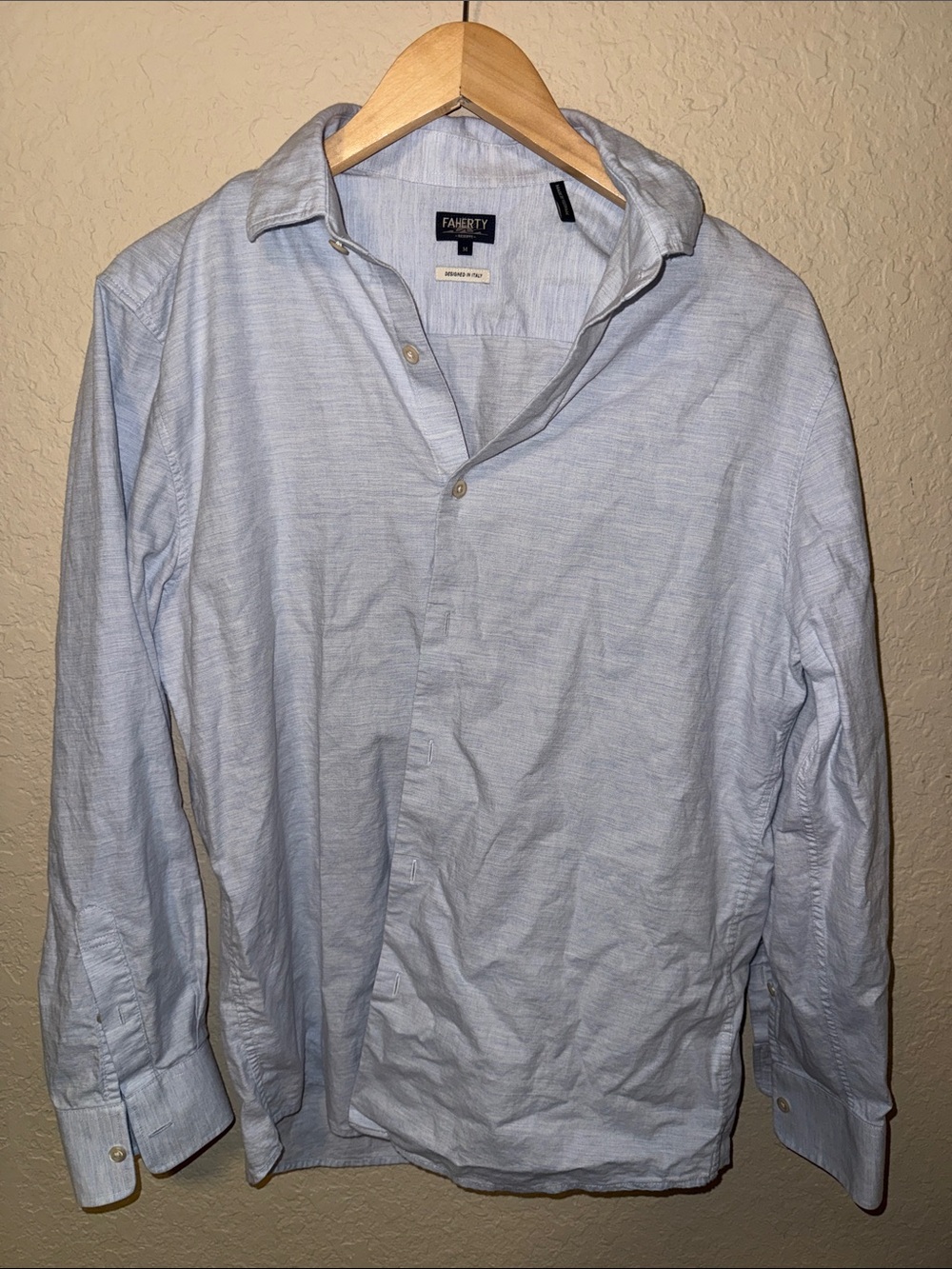 Faherty Light Blue Long-Sleeve Shirt Jacket
